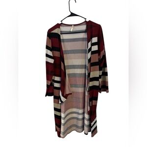 Boutique long cardigan- burgundy and black